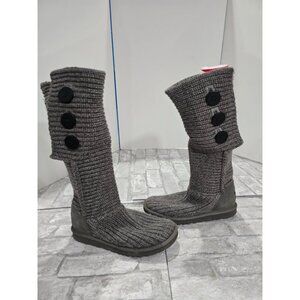 UGG Australia Cardy Classic Tall Knit Socks Sweater Boots Women's Size 7 Gray‎